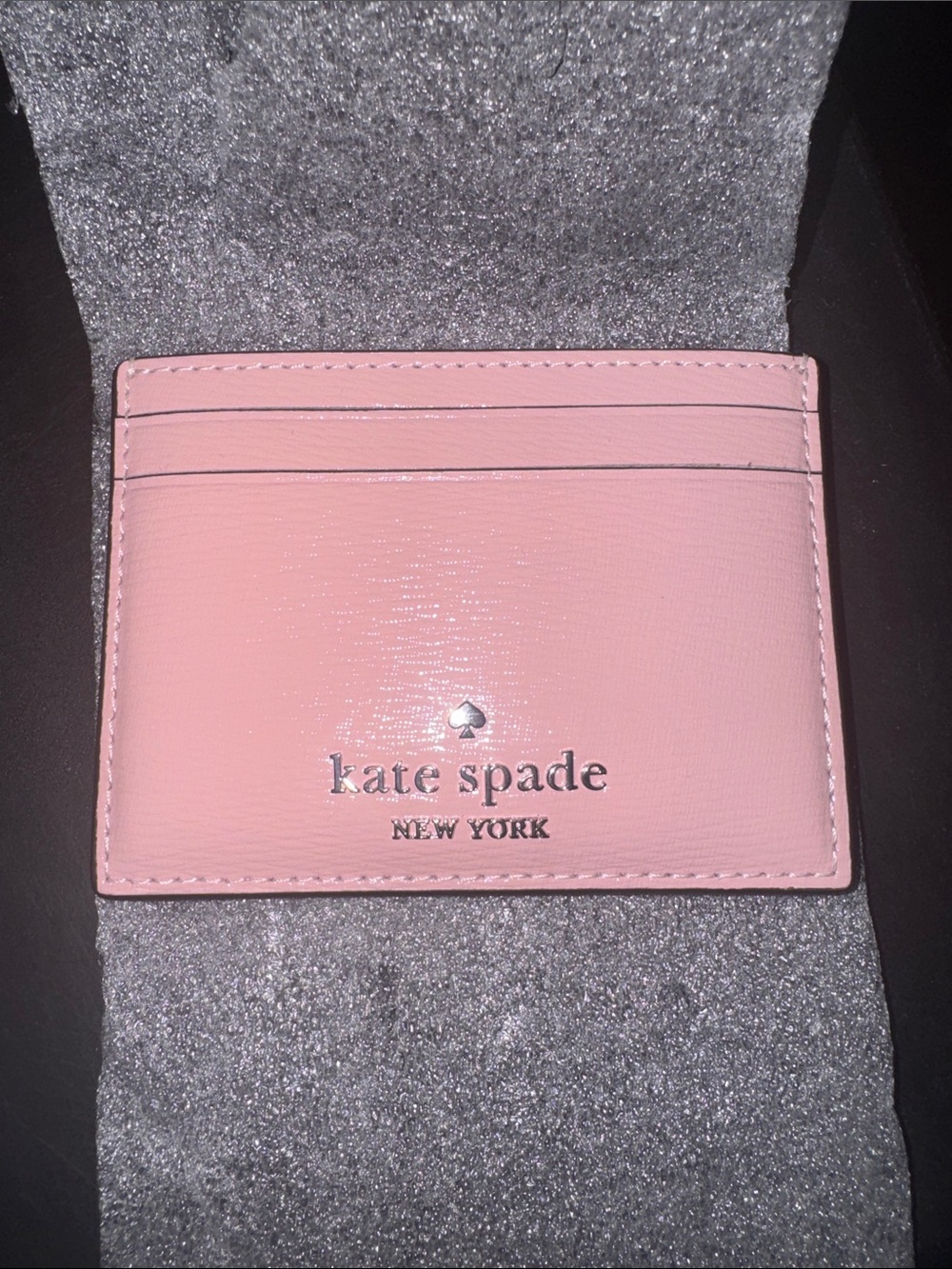 kate spade Pink Leather Card Case with Silver Logo